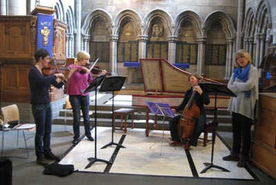 rehearsal for Kenneth Elliott memorial concert
